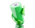3d Green battery with recycling symbol . Royalty Free Stock Photo