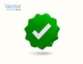 3d green checkmark icon, valid or validated, verified label or certified symbol, isolated on white background. 3d Royalty Free Stock Photo