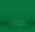 3d green cylinder podium minimal studio background. Abstract 3d geometric shape