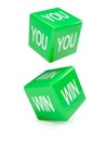 3d Green dice spell You win Royalty Free Stock Photo