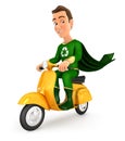 3d green hero riding scooter