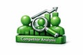 Green Competitor Analysis Icon With Magnifying Glass And Arrow Royalty Free Stock Photo