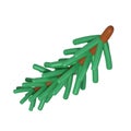3D Green Lush Spruce Branch Isolated. Render Abstract Evergreen Tree, Fir Branch. Happy New Year Decoration. Merry