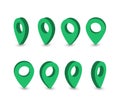 3D green map pointers. Location symbols. Vector icon.