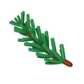 3D Green Merry Christmas Holiday tree Lush Spruce Branch Isolated. Render Abstract Evergreen, Fir Branch. Happy New Year