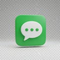 3d green message icon with white speech bubble and dots Royalty Free Stock Photo