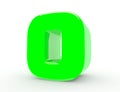 3d Green number 0 isolated on white background 3d rendering Royalty Free Stock Photo