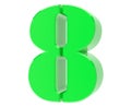 3d green number 8 isolated on white background 3d rendering Royalty Free Stock Photo