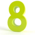 3d Green number 8 on white isolated background