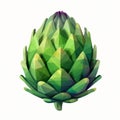 4d Green Organic Artichoke Low Poly Illustration On White Background