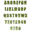 3D green patterned letters / alphabet / numbers