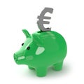 3d Green piggy bank with Euro symbol Royalty Free Stock Photo