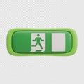 3d green rectangular button with white walking figure icon isolated on transparent background Royalty Free Stock Photo