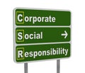 3d green road sign of csr