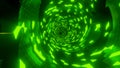 3D green Sci-Fi tech tunnel, loopable motion background. Design. Moving inside glowing endless scientific corridor.
