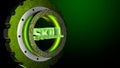 3D green shine gear with word skill. Business concept, copy space. 3D rendering Royalty Free Stock Photo