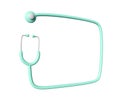 3d green stethoscope icon frame. Rendering illustration of medical sign. Clinical diagnostic, listen heartbeat medicine tool.