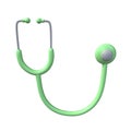3d green stethoscope icon. Rendering illustration of medical sign. Clinical diagnostic, listen heartbeat medicine tool. Cartoon