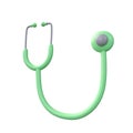 3d green stethoscope icon. Rendering illustration of medical sign. Clinical diagnostic, listen heartbeat medicine tool