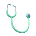 3d green stethoscope icon. Rendering illustration of medical sign. Clinical diagnostic, listen heartbeat medicine tool. Cartoon