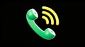 3D green telephone handset on black background, realistic lighting and shadows Royalty Free Stock Photo