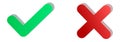 3D Green Tick and Red Cross Symbols Royalty Free Stock Photo