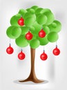 3d green tree with electical aplle bulbs