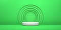 3d green vectorial round podium, pedestal or platform, background for products