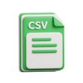 3D Green and White CSV File Icon with Layered Paper Effect on White Background document Royalty Free Stock Photo