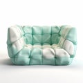 3d Green And White Sofa With Aggressive Quilting And Soft Gradients