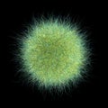 3d green yellow hairball on black Royalty Free Stock Photo