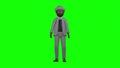 3D greenscreen black man with hat, dissapointed