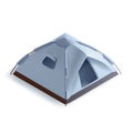 3d Grey Camping Tent Textile Cartoon Style. Vector