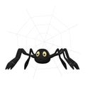 3D grey cobweb with black cute spiders isolated on white background Royalty Free Stock Photo