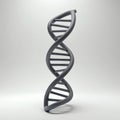 3D grey DNA double helix model on white background. Represents genetic code, molecular biology research, life science and Royalty Free Stock Photo