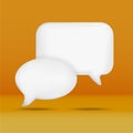 3D group chat bubble talk icons design isolated on orange background