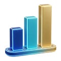 3D Growing Bar Chart Illustration - Neon Blue and Gold Graph Royalty Free Stock Photo