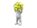 3D Man with many sticky notes on his head Royalty Free Stock Photo