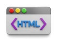 3 D H T M L code icon on a browser window HTML programming Royalty Free Stock Photo