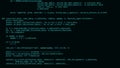 3D Hacking code data flow stream on black. Screen with typing coding symbols