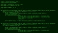 3D Hacking code data flow stream on green. Screen with typing coding symbols