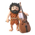 3d hairy caveman character playing a cello, 3d illustration