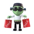 3d Halloween frankenstein monster goes to the sales Royalty Free Stock Photo