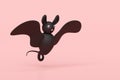3d halloween holiday party with black bat isolated on pink background. 3d render illustration
