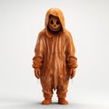 3d Halloween Pumpkin Man Costume With Textural Paint Effects