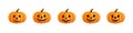 3d halloween pumpkins set, funny emoji elements. Happy object render, horror orange face character patch, spooky