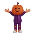 3D Halloween Scarecrow Cartoon Illustration open his arm widely Royalty Free Stock Photo