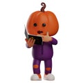 3D Halloween Scarecrow Cartoon Illustration reading a notebook Royalty Free Stock Photo