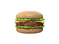 Hamburger cartoon style 3d rendering white background Royalty Free Stock Photo