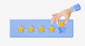 3D hand adding golden rating star, png icon